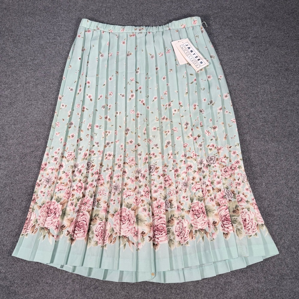Jantzen Classics Floral Pleated Midi Skirt Mint Vintage Style Women 18 NWT #4453